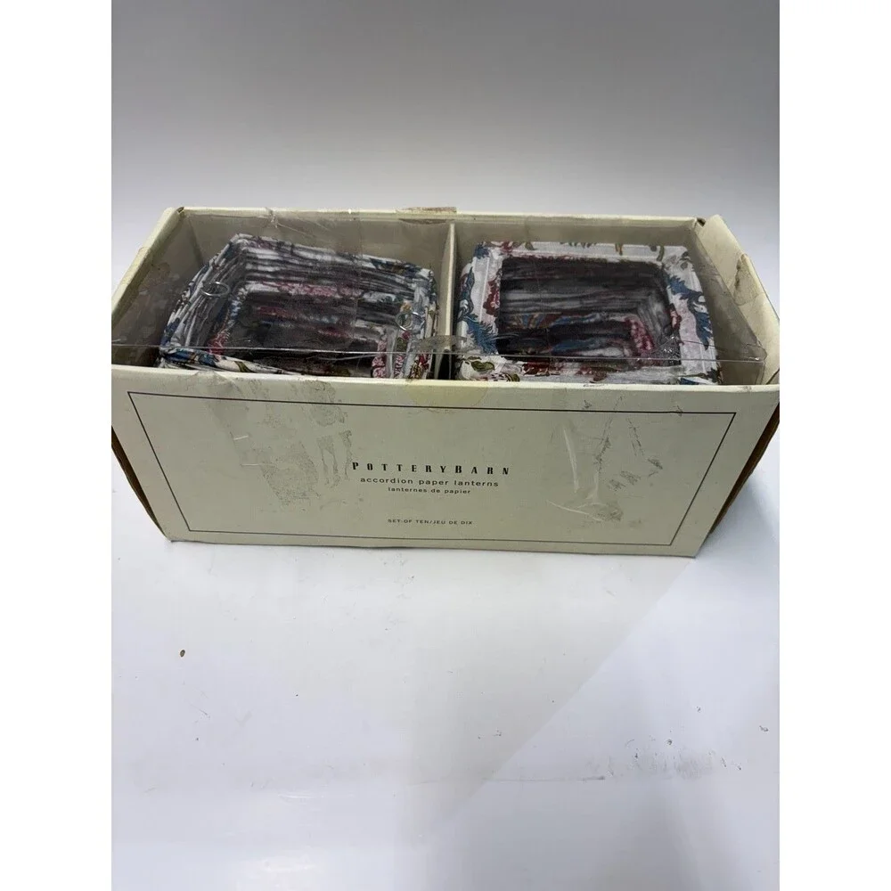 Pottery Barn Accordion Paper Lanterns Set of 10 Floral String Light Covers NOS